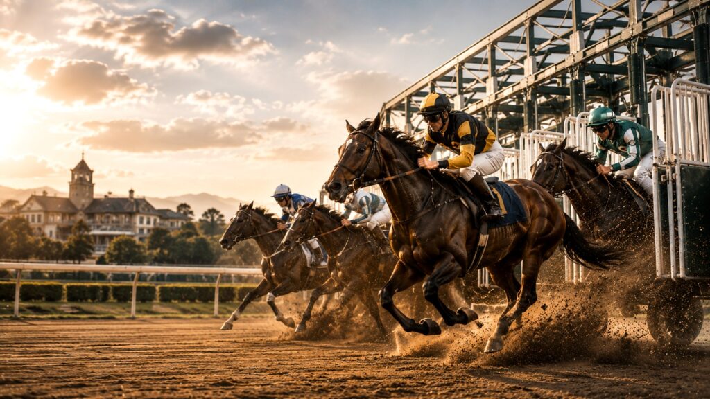 Bauyrzhan Murzabayev Jockey in Rennkleidung auf einem Rennpferd bei einem Galopprennen in Iffezheim